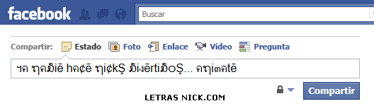 letras bonitas para facebook para tu nick en Facebook en tu muro